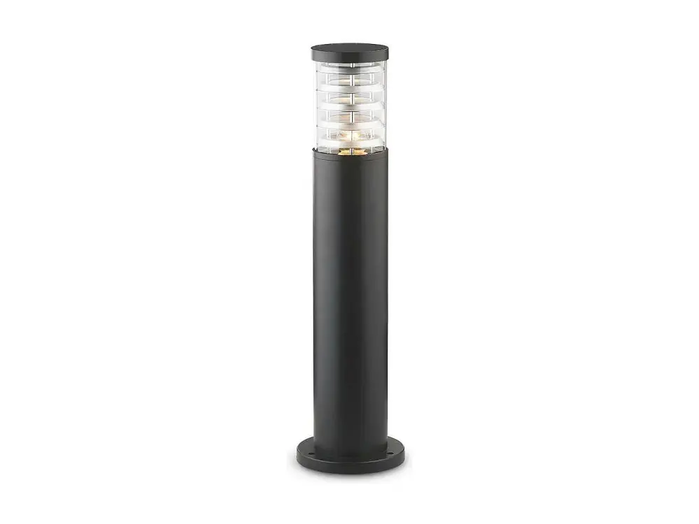 Bolardo exterior cilíndrico de aluminio negro mediano