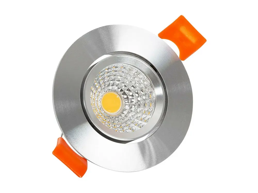 Foco Downlight LED 5W COB Direccionable Circular Plata Corte Ø 55 mm CRI90 Expert Color No Flicker Blanco Cálido 2700K