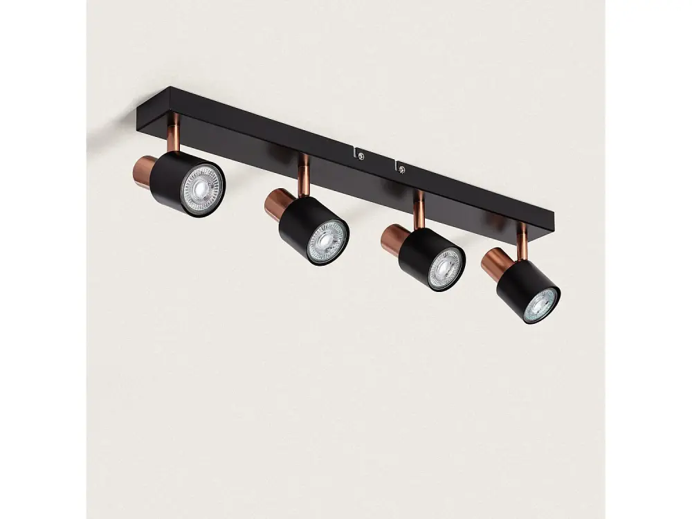 Lámpara de Techo Orientable Metal 4 Focos Albus Black Rose Large Negro