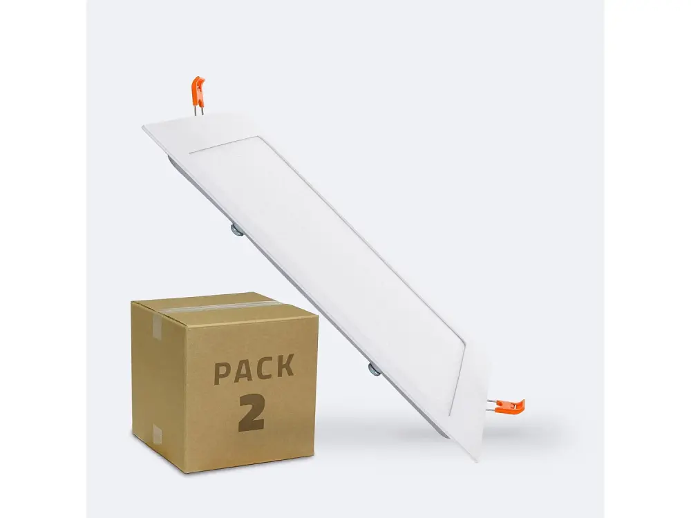 Placa LED 18W Cuadrada SuperSlim Corte 205x205 mm Pack de 2 Unidades Blanco Frío 5000K