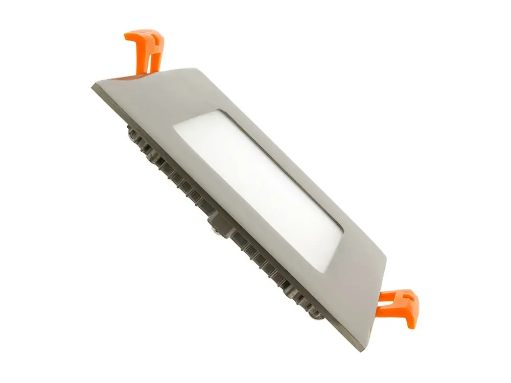 Placa LED 6W Cuadrada SuperSlim Silver Corte 105x105 mm Blanco Neutro 4000K - 4500K