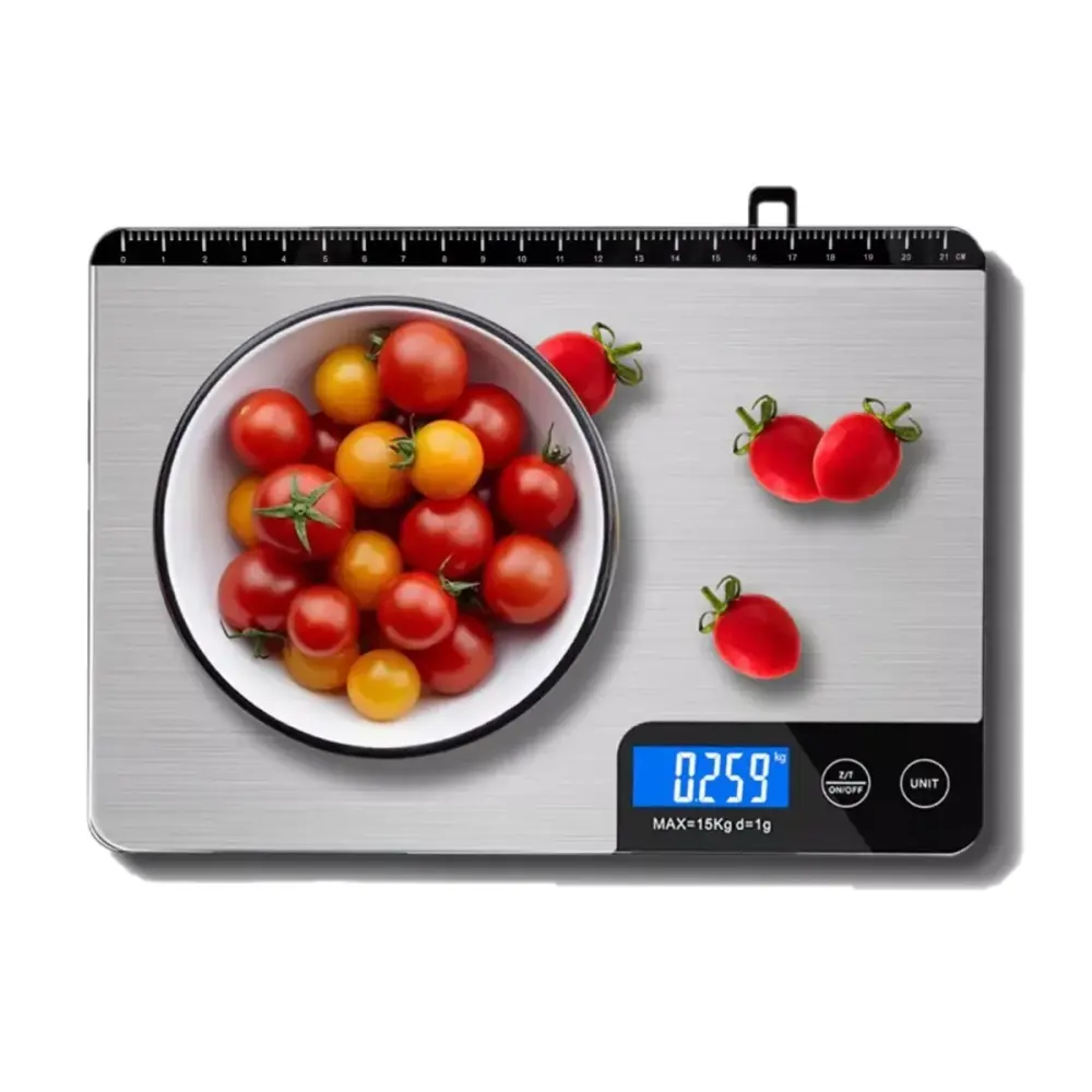 Báscula de Cocina Con display de Acero Inoxidable 1g-15kg Escala
