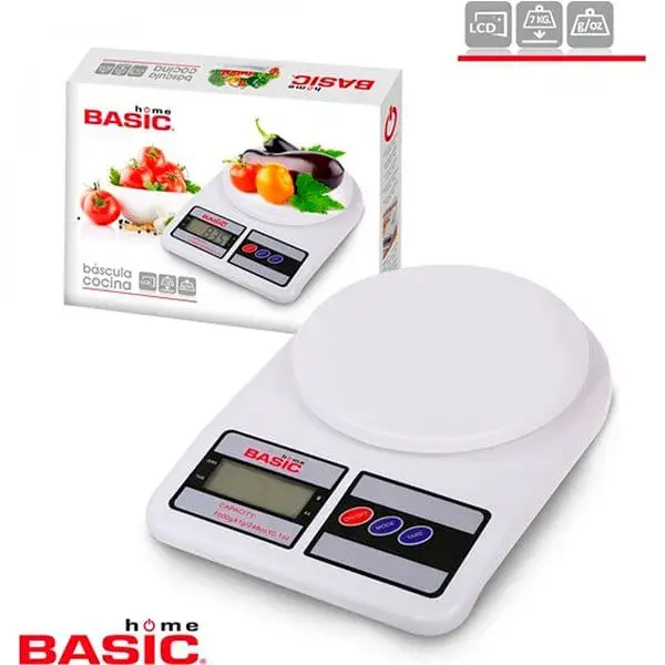 Báscula de Cocina Digital 7 kg Esencial Home Blanca