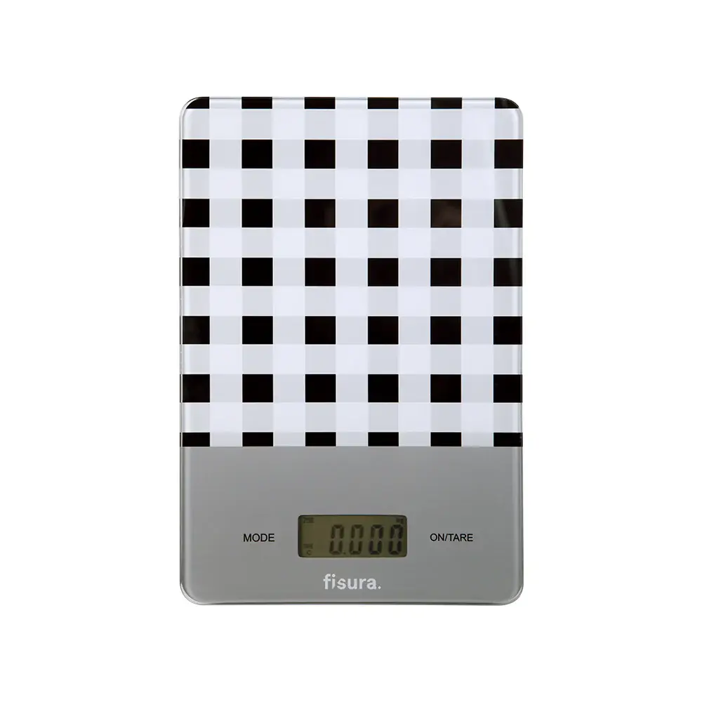 Báscula digital de cocina con estampado vichy negro