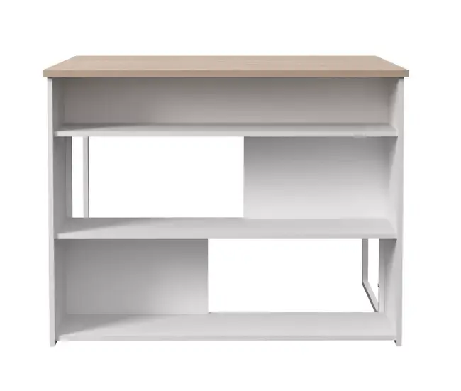 Mesa Alta Isla Cocina Buh Mueble Auxiliar Color Blanco y Roble Jackson elemental de combinar 116x90x80 cm Lavable Mano
