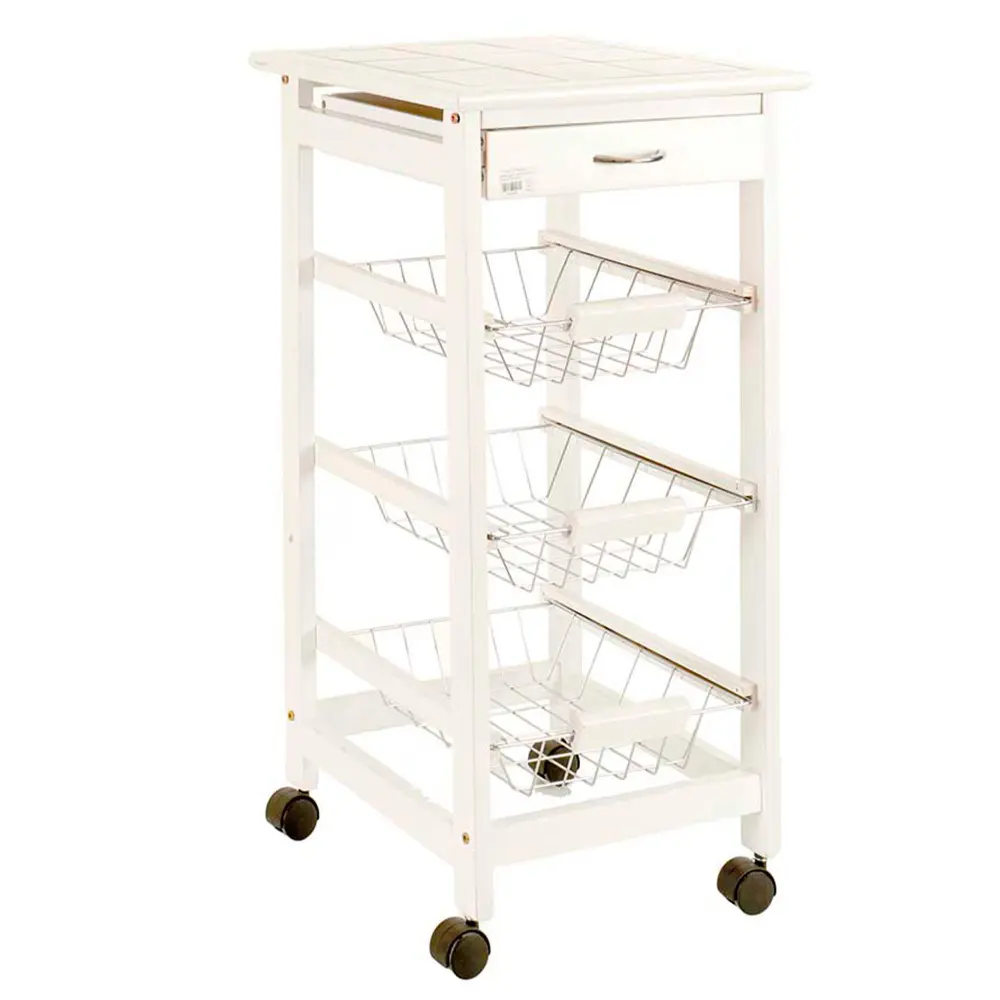 Verdulero madera acero 3 pisos blanco colección kinvara para 6 Personas