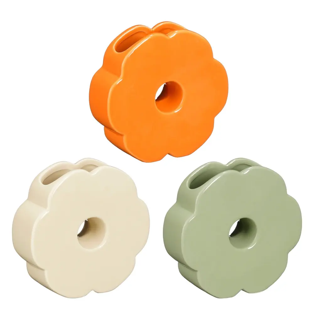Decoración jarrón de flores diminuto color naranja