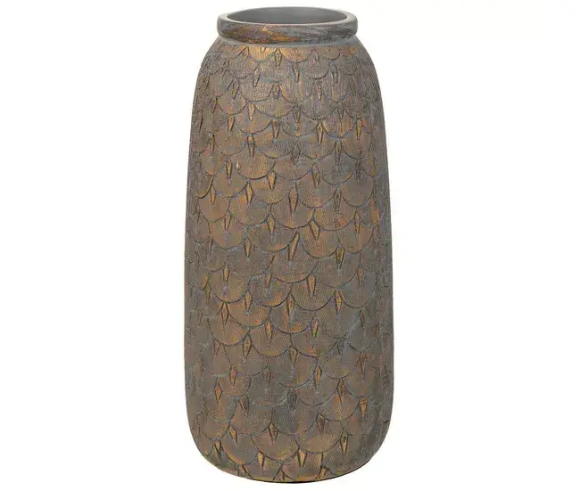 Jarrón Alexandra House Living Gris Dorado Poliresina 15 x 31 x 15 cm de Cerámica Artesanal