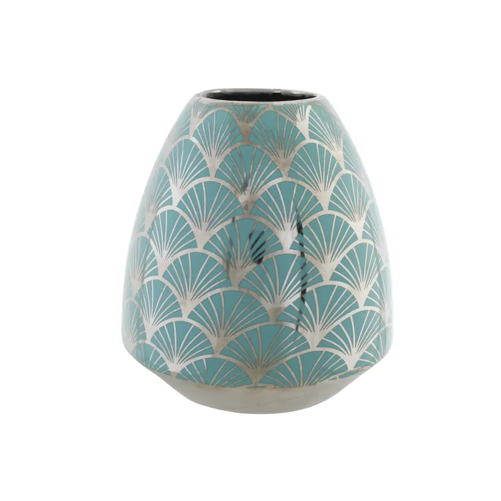 Vaso Decorativo JARRON PORCELANA 16X16X18 CROMADO TURQUESA