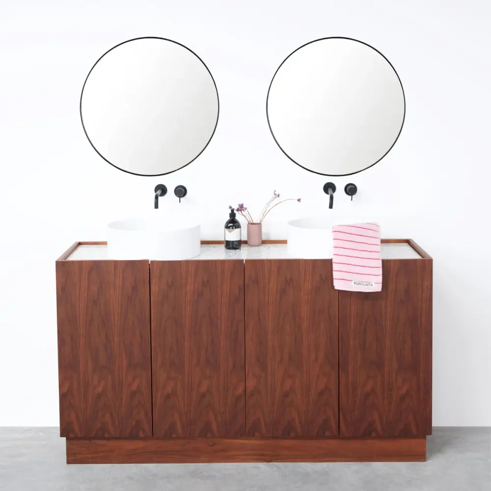 Juego Coordinado Mueble de baño Felix Nogal - Lavabo Uniforme Surface Sims - Terrazo - (154cm)