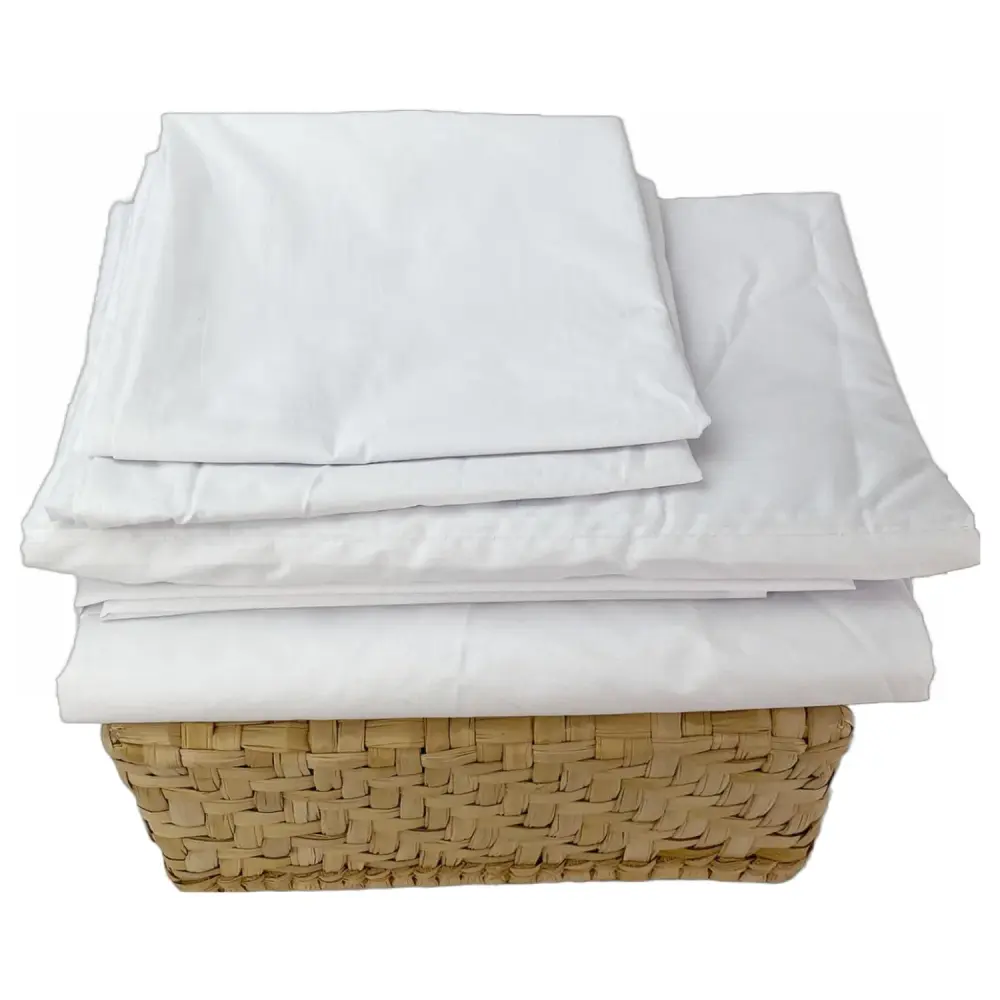 Fundas de almohada bordadas Juego de sabanas blancas 144 hilos Matrimonial