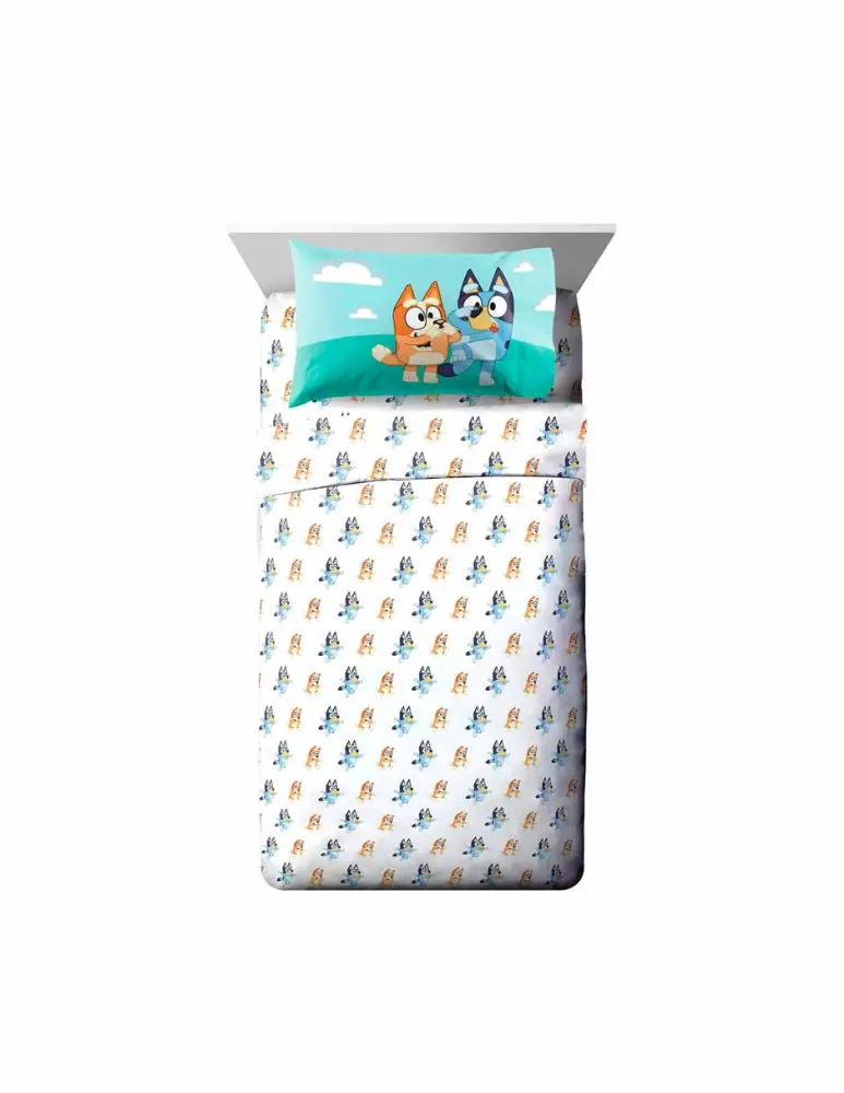 Fundas de almohada satinadas Bluey juego de sábanas matrimonial 4 piezas