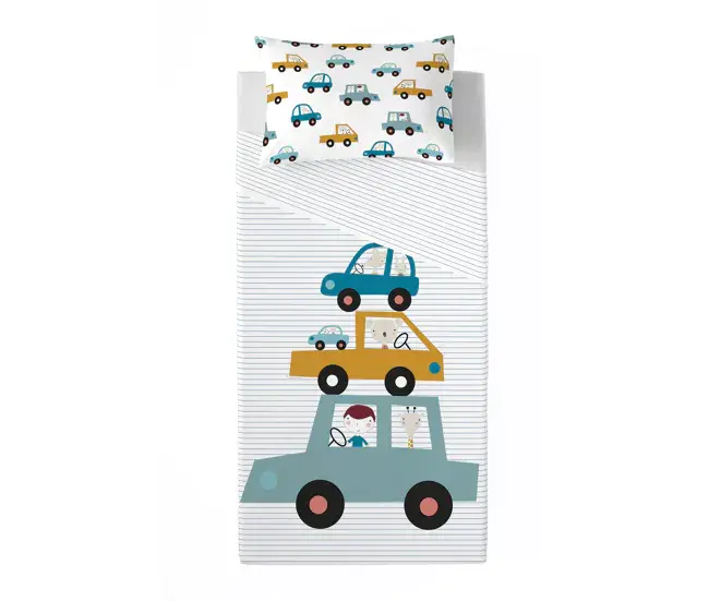 JUEGO DE SÁBANAS COCHES CAMA 90 Pack de 4 Fundas