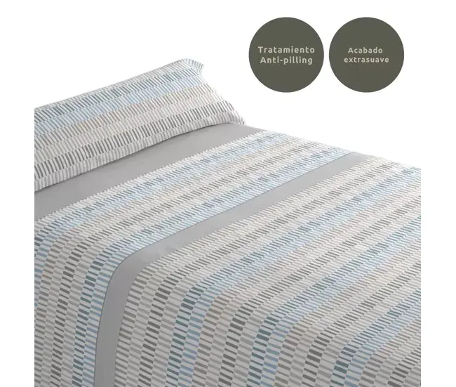 Juego De Sábanas Tres Piezas Cama De 90cm Paly Gris Donegal Collections Tamaño Queen Completo