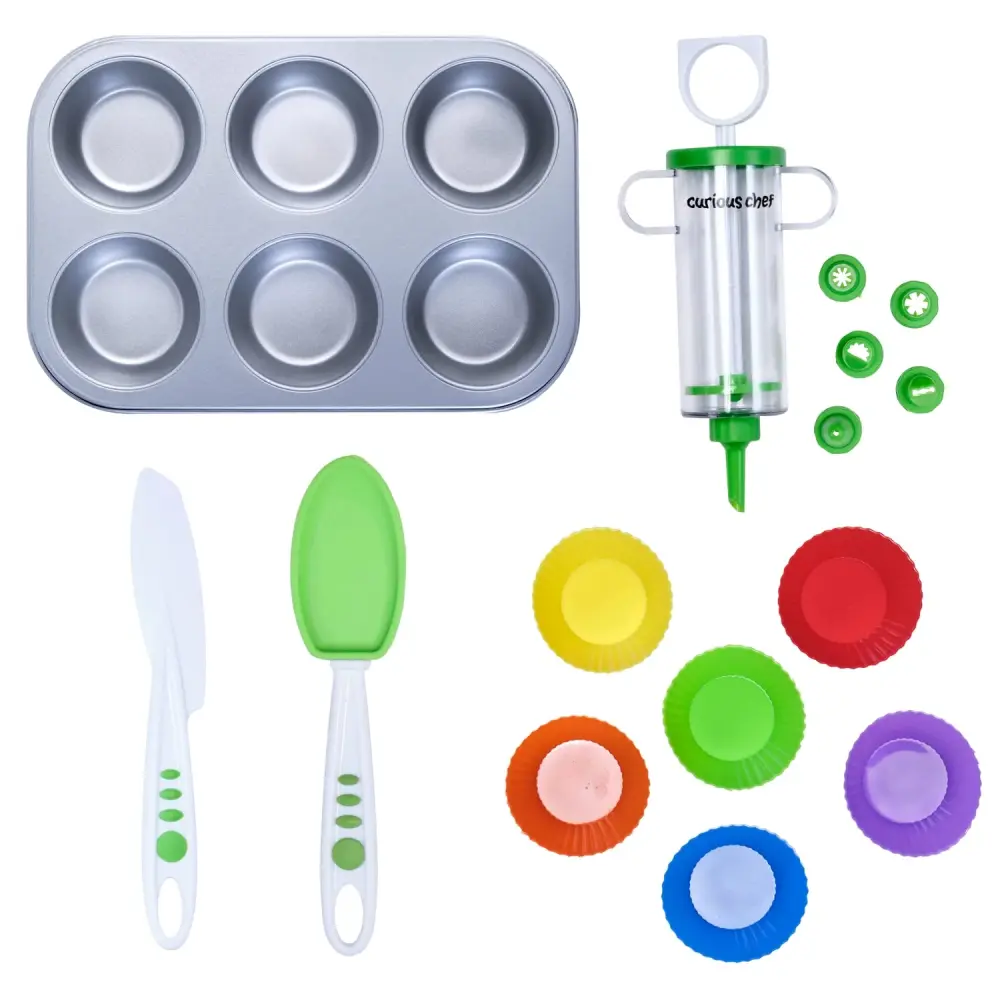 Curious Chef Kit de 16 piezas para cupcakes y decoración Fácil de Armar