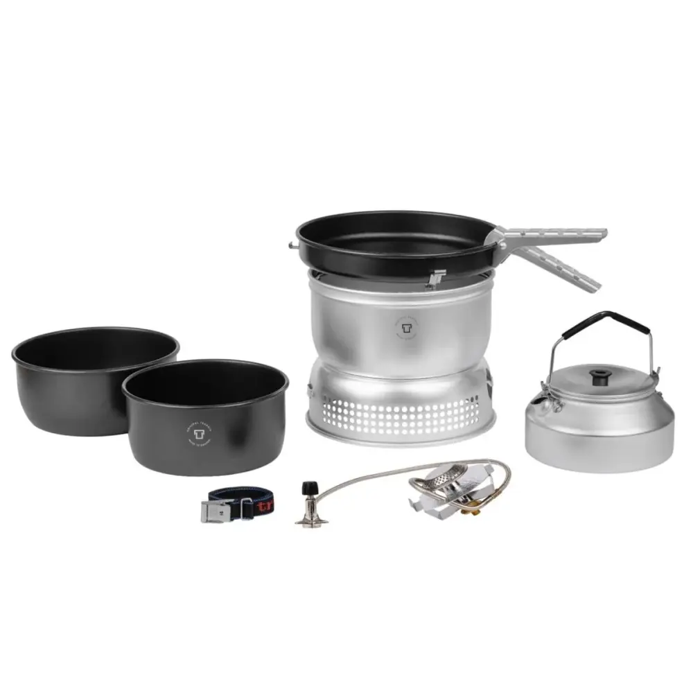 Set de la estufa Trangia Cocina Kit compacto al aire libre Aluminio Antigrato con Decoraciones y Platos