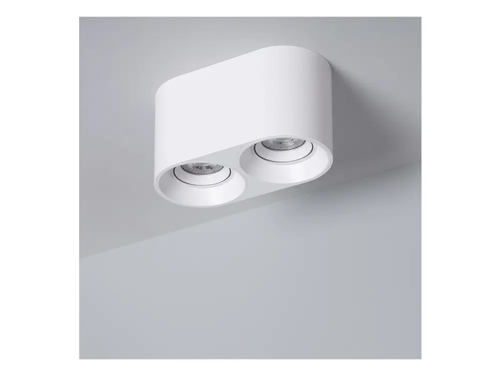 Aplique de Techo Doble Blanco con Bombilla GU10 Space Blanco Neutro 4000K