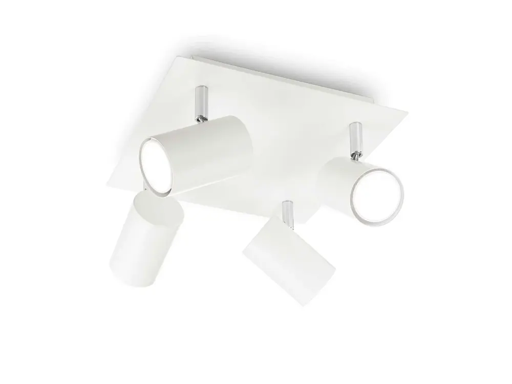 Foco cuadrado de metal blanco con 4 luces orientables
