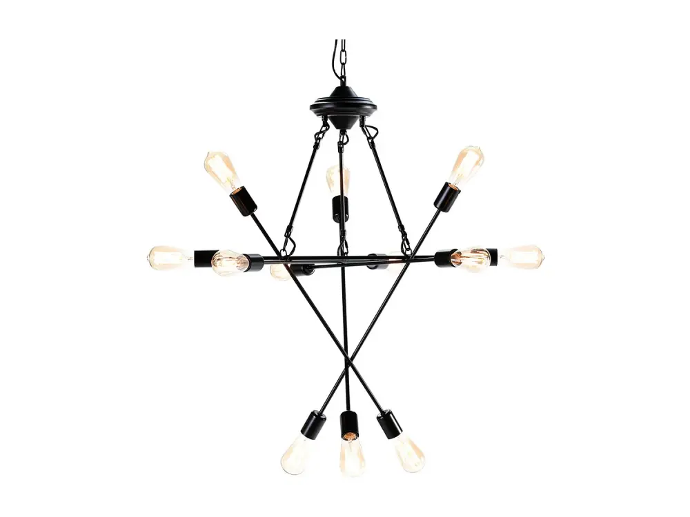 Lámpara colgante Gary de 12 brazos de metal negro 73 x 92 x P 73 cm