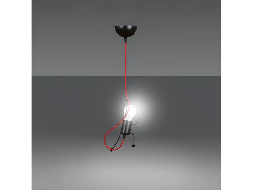 Lámpara colgante infantil Mime de metal negro con brazos y cable rojo 1xE27 ø14cm
