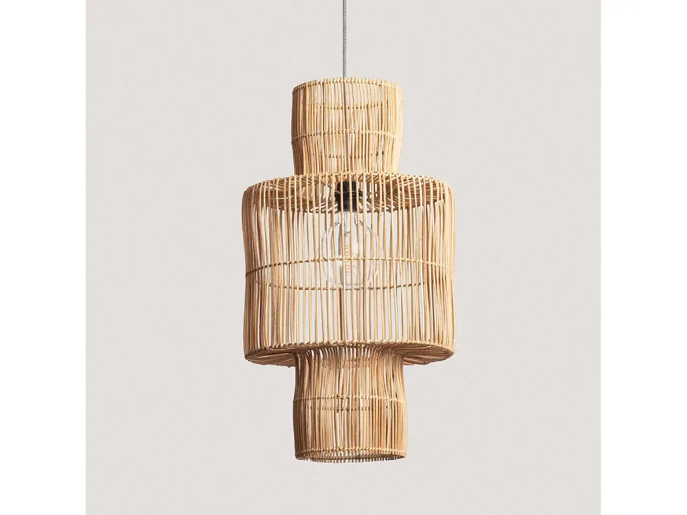 Lámpara Colgante Ratán Bonghani ILUZZIA Negro/Blanco