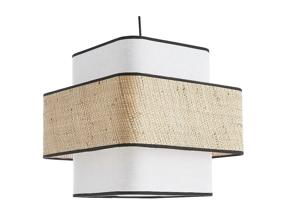 Lámpara de techo colgante de lino blanco y rafia natural 35 cm TERA