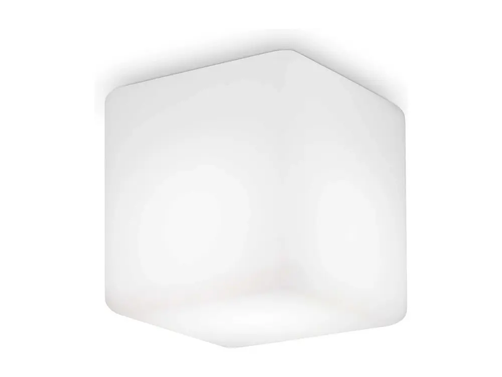 Lámpara de techo/pared cúbica blanca en material plástico opal