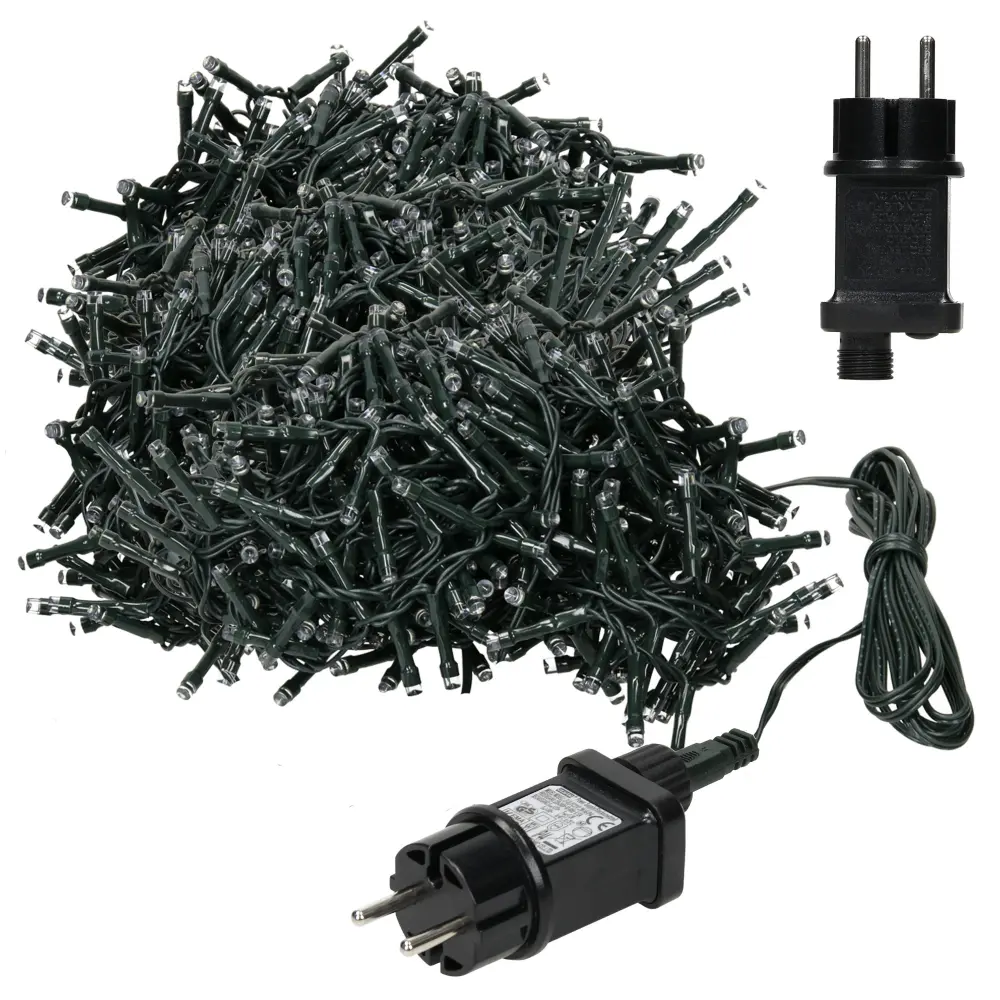 Cadena de luces de longitud 1200 LED PVC 24m ecd germany con Conector de Extensión