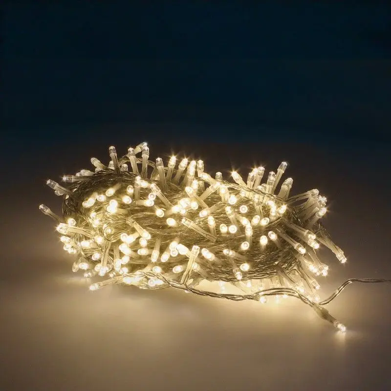 Farolillos LED Luces navidad 300 LEDs color blanco calido ip44 cable transparente