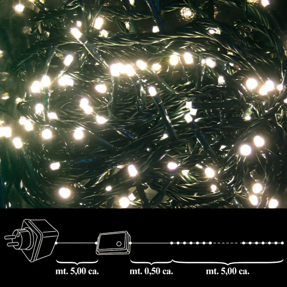 Luces Navidad 100 Leds Luz Cálida Interior / Exterior Ip44 con Conector de Extensión