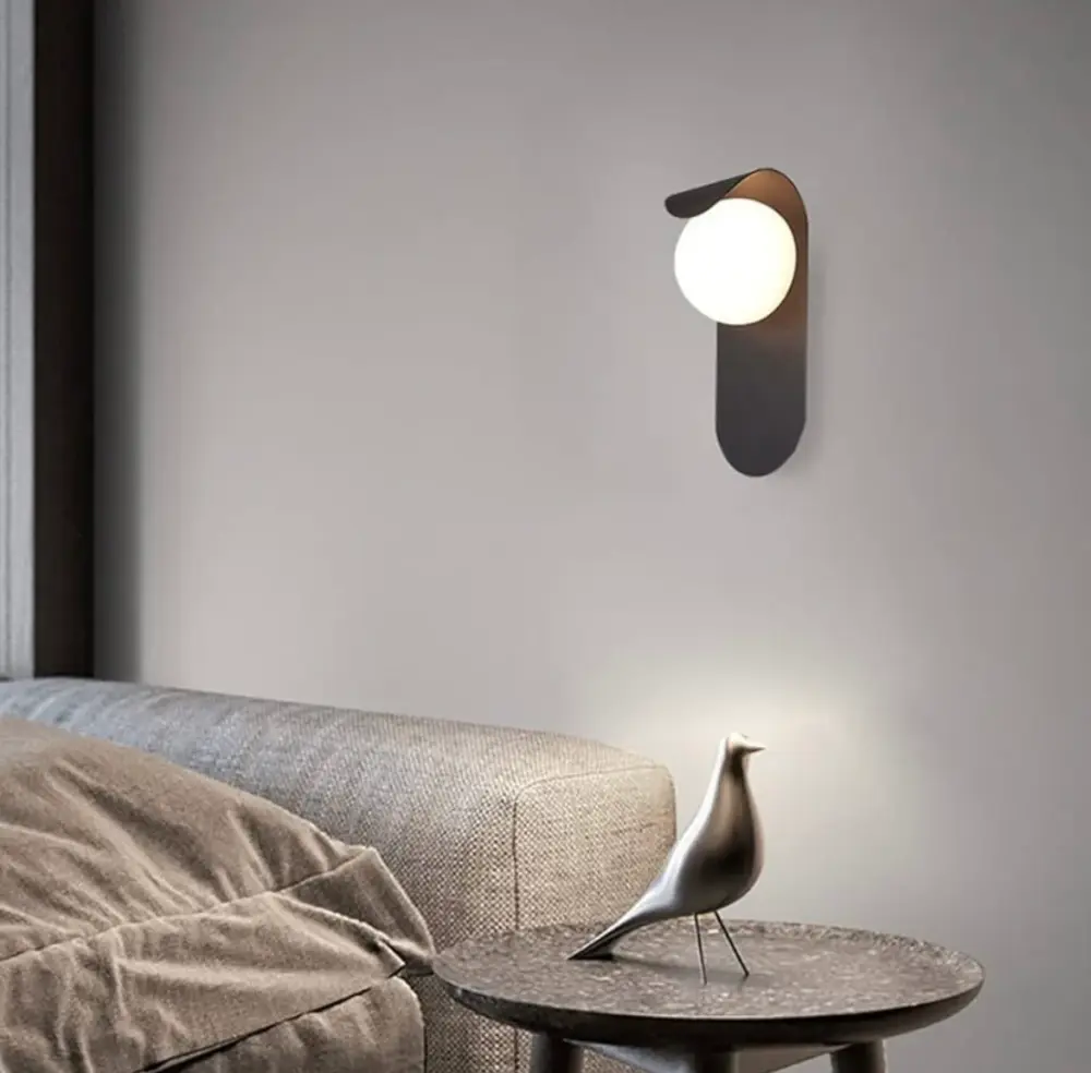 Luces para Exteriores APLIQUE DE MURO INTERIOR MODENO ESFERA NEGRO TRES TONOS DE LUZ LED MURI