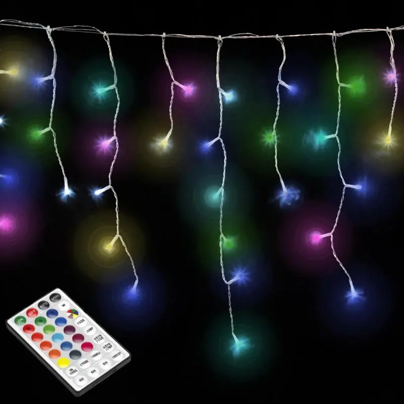 Luces navidad regulables cortina 5x0,7 metros 160 LEDs luz arcoíris. Uso