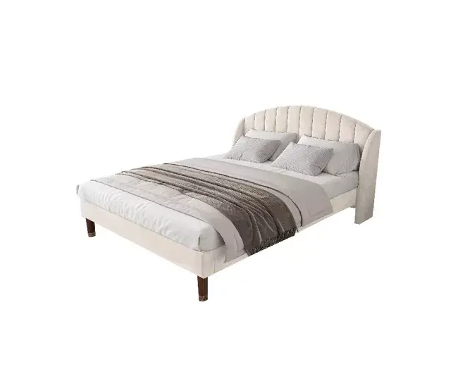 Cama de matrimonio de terciopelo 140x200cm con patas de apoyo adicionales,gris | Envío Rápido