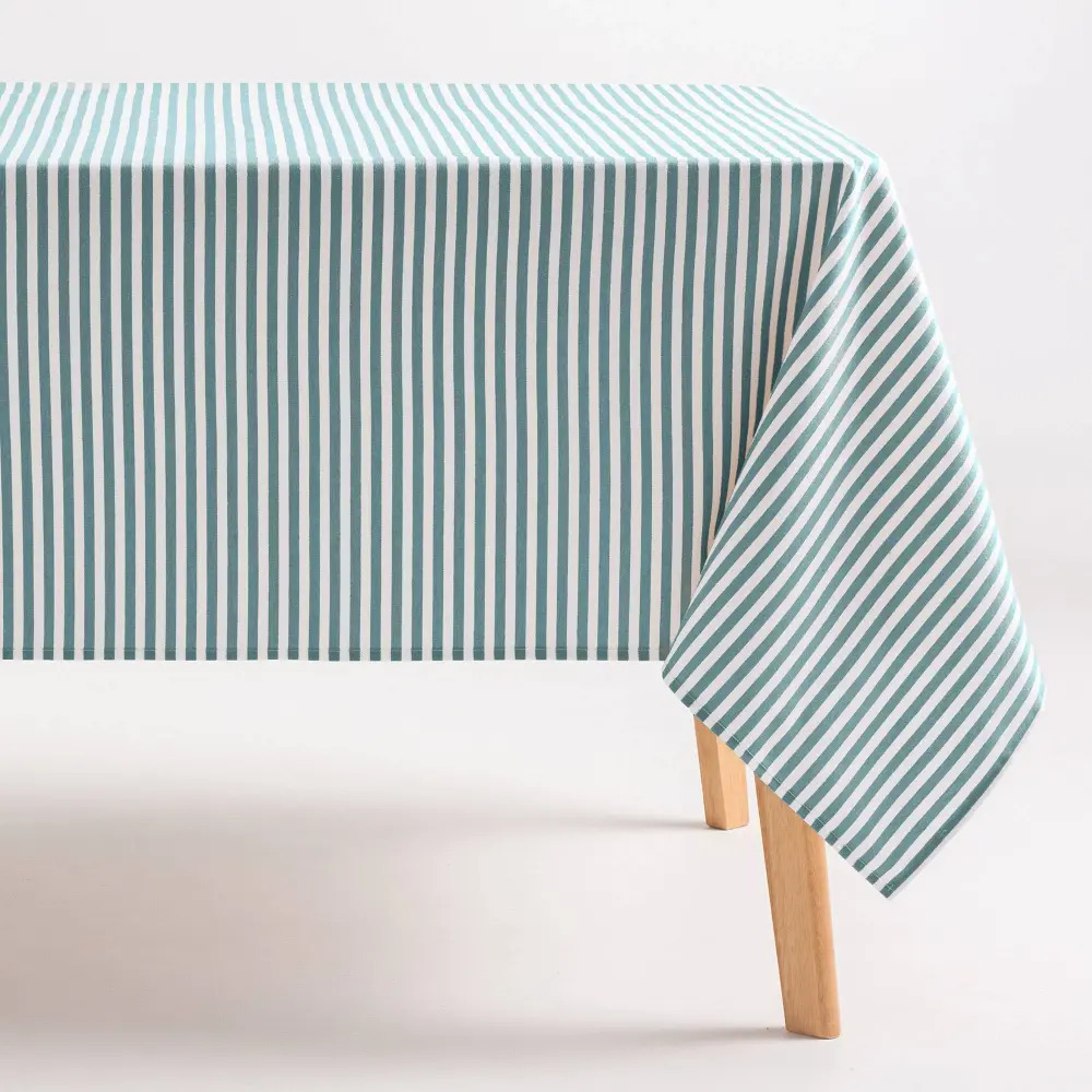Térmico de Invierno Mantel antimanchas algodón tacto tela raya Azul