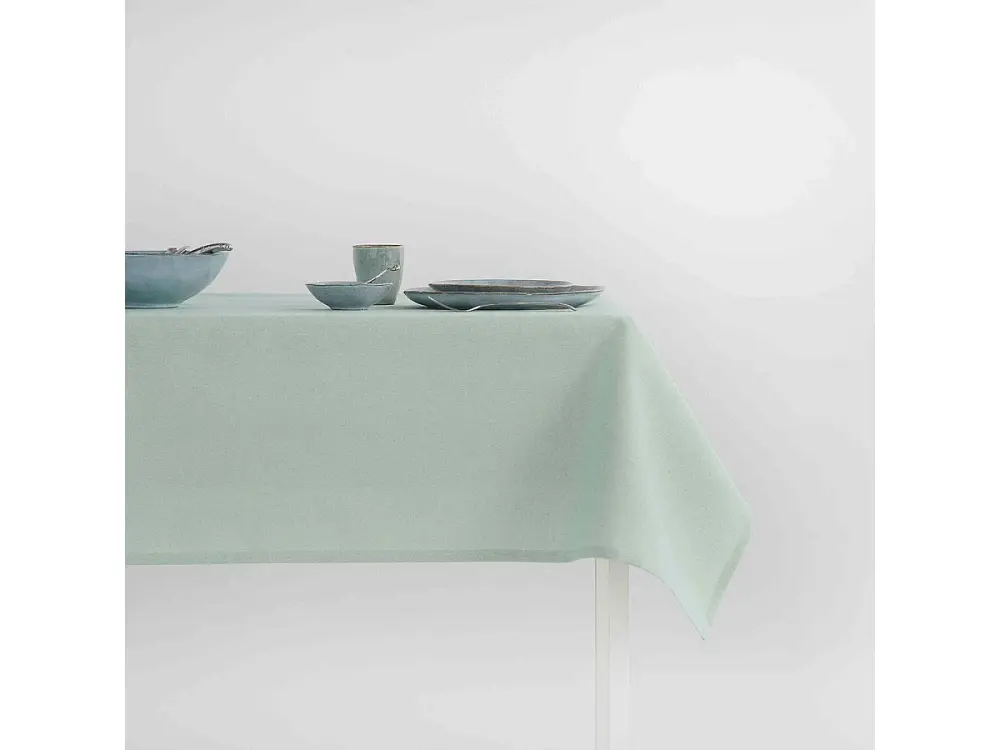 Mantel antimanchas 100% algodón Basic Jade 140x240 cm