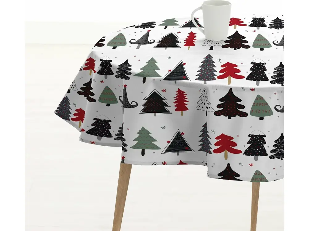 Mantel redondo resinado antimanchas Merry Christmas 14 Diámetro 140 cm