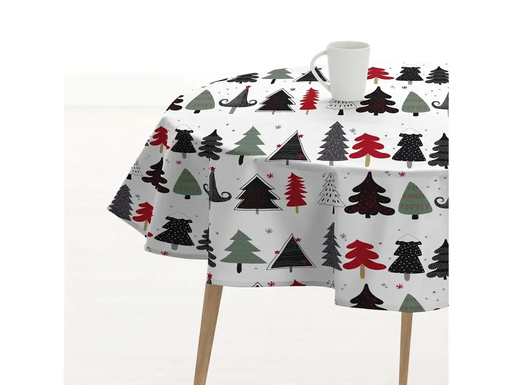 Mantel redondo resinado antimanchas Merry Christmas 14 Diámetro 180 cm