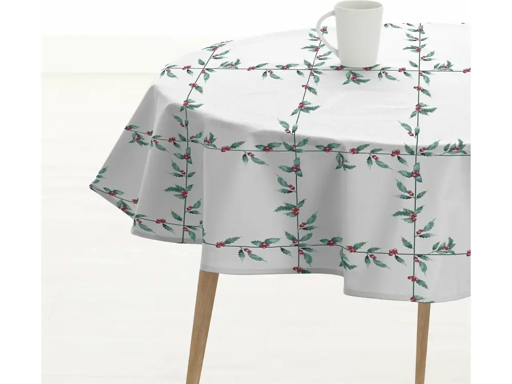 Mantel redondo resinado antimanchas White Christmas 1 Diámetro 140 cm