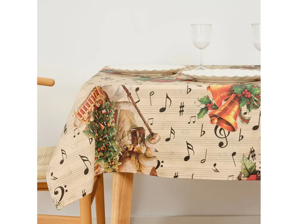 Mantel resinado antimanchas Christmas Partitura de 250x140 cm
