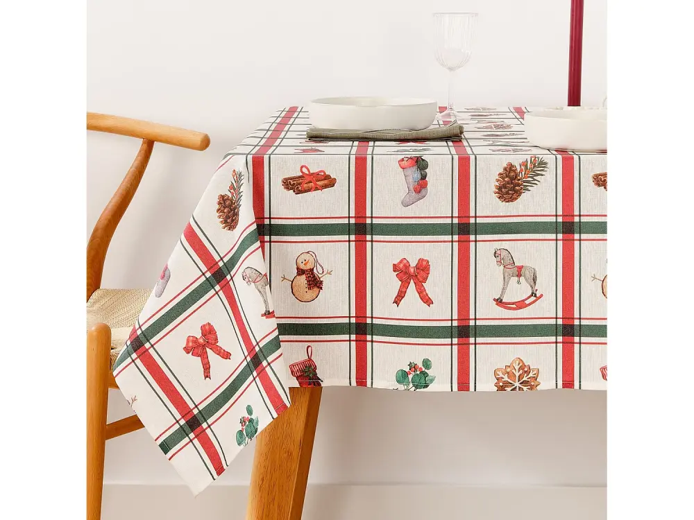 Mantel resinado antimanchas Scottish Christmas 1 100x140 cm