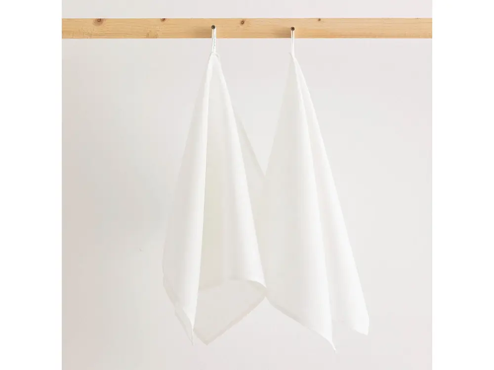 Pack 2 unidades paño de cocina lino 100% algodón Blanco 45x70 cm
