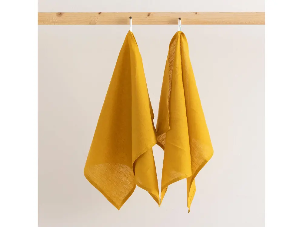 Pack 2 unidades paño de cocina lino 100% algodón Mustard 45x70 cm