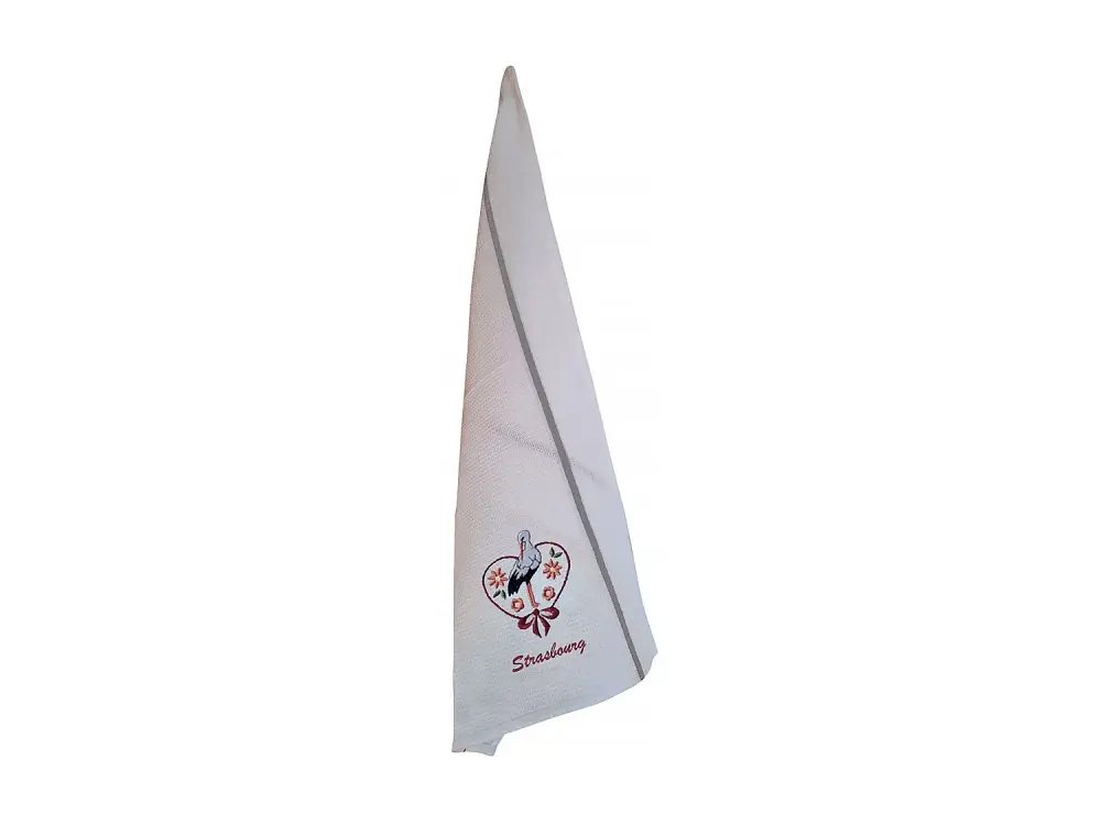 Paño de cocina Cigogne fleur Alsace en forma de nido de abeja Blanco/Gris 50 x 70 cm