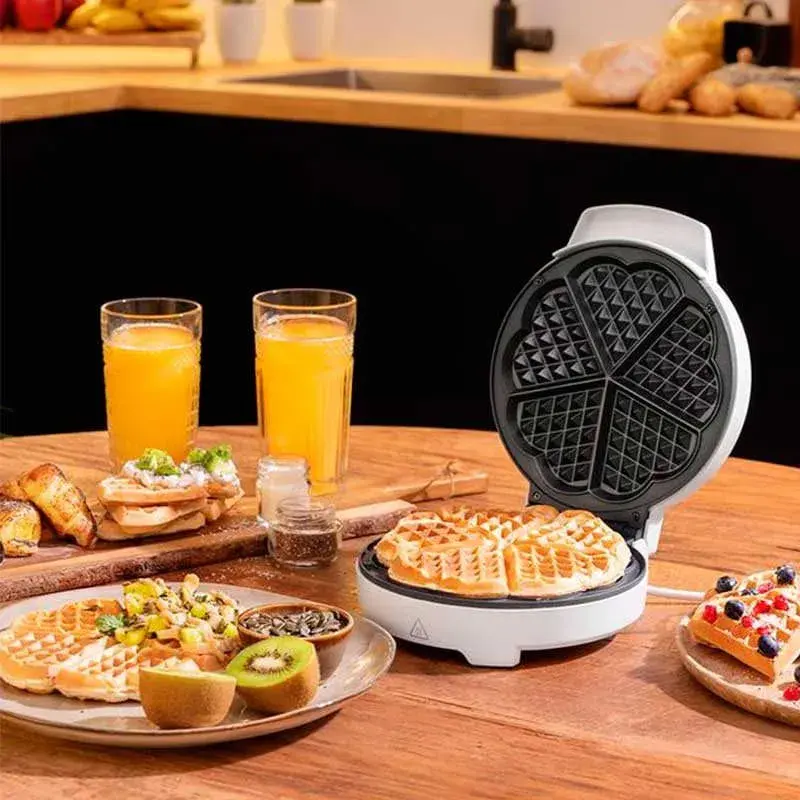Tostadora de 4 Ranuras Gofrera Cecotec Fun Gofrestone Sweetie forma corazón 1000W blanco