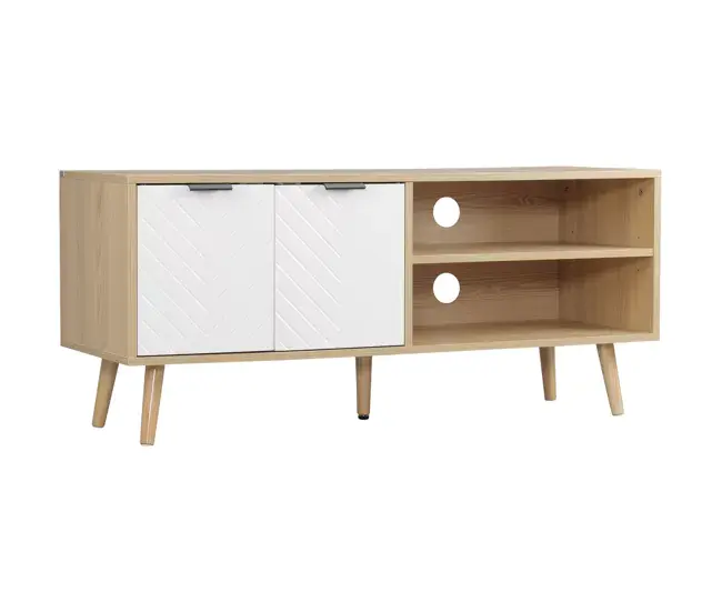HOMCOM Mueble para TV Reciente Mesa para TV de Salón con 2 Puertas y 2 Estantes de Almacenaje para Televisores de hasta 4...