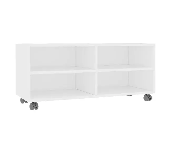 Mesa de Cartas Mueble TV - Mesa de TV con ruedas madera contrachapada blanco 90x35x35 cm