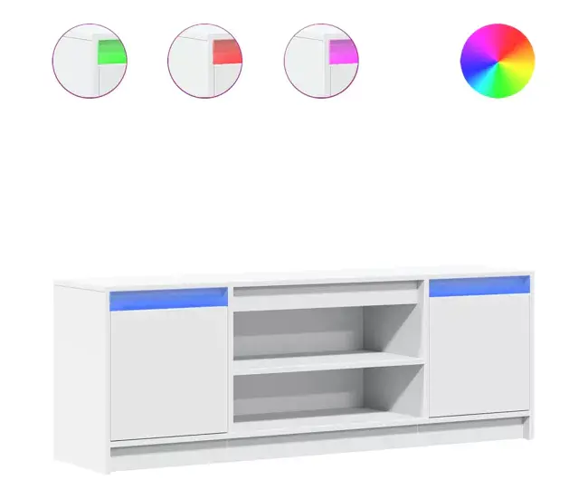 Mueble TV - Mesa de TV LED madera ingenierí gris hormigón 139,5x34x50 cm con Reposabrazos Ajustables