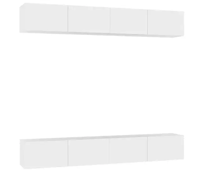 Mueble para Consolas Muebles de TV - Mesas de TV 4 uds madera de ingenierí blanco 100x30x30 cm
