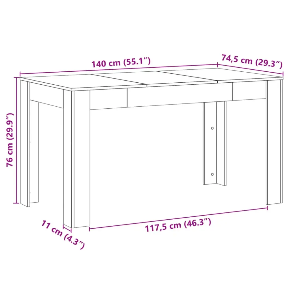 Mueble Barra Mesa de comedor Trento diseño fijo 76x140x74,5 cm