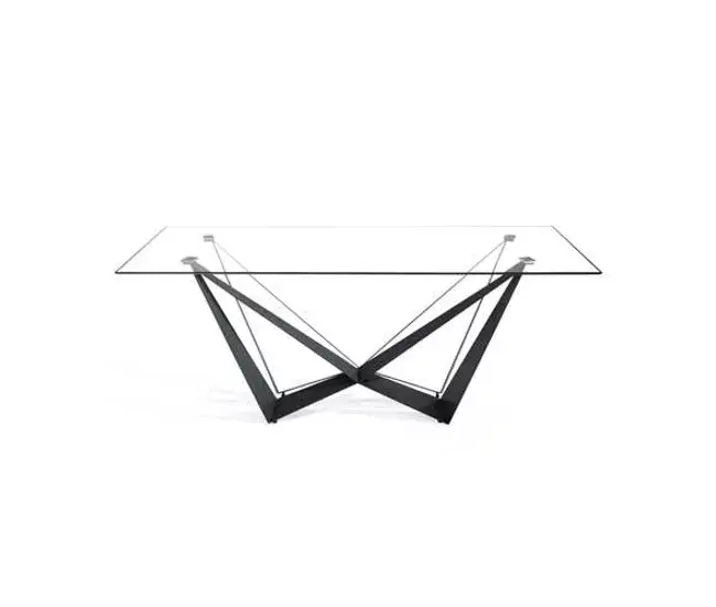 Mesa de Comedor Rectangular - Modelo CALA - Sobre Cristal TR - Estructura Acero Negro MEDIDAS 200 X 100 X 76H CM